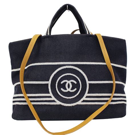 chanel shopping bag navy